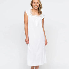 Load image into Gallery viewer, Nora Rose Christina Womens Lace Detail Seersucker Long Nightdress