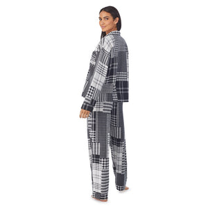 DKNY Black And White Plaid Print Pyjama Set