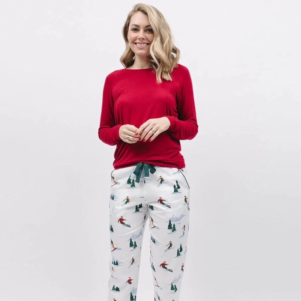 Cyberjammies Red Slouch Top And Ski Print Bottoms Pyjama Set