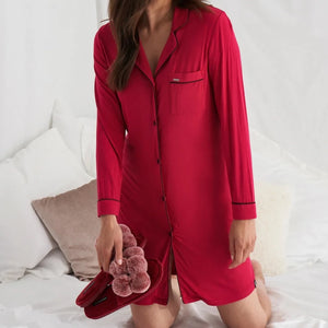 Pretty You London Bamboo Nightshirt In Scarlet