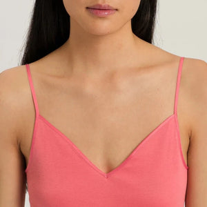 Hanro Cotton Seamless Spaghetti Strap Top In Porcelain Rose