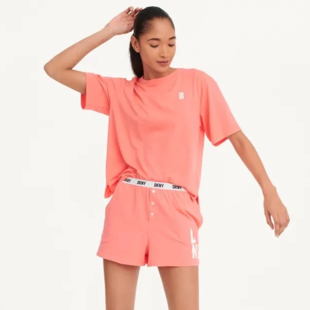 DKNY Top And Boxer Sleep Set In Coral